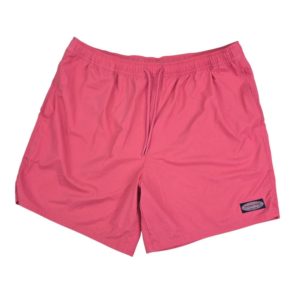 Vineyard Vines Chappy Swim Trunks Mens XL Pink Stretch Board Shorts Preppy Logo